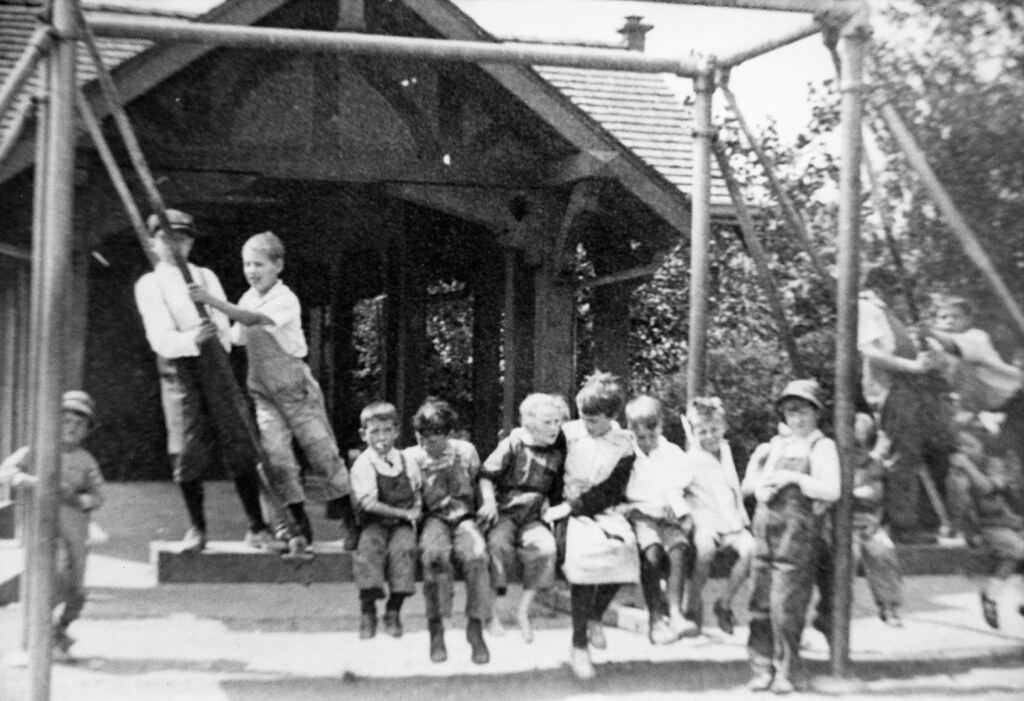 Children playing at a park playground